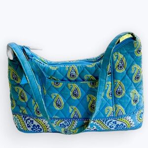 Vera Bradley Retired Bermuda Blue Molly Mini Hobo Quilted Canvas Shoulder Bag